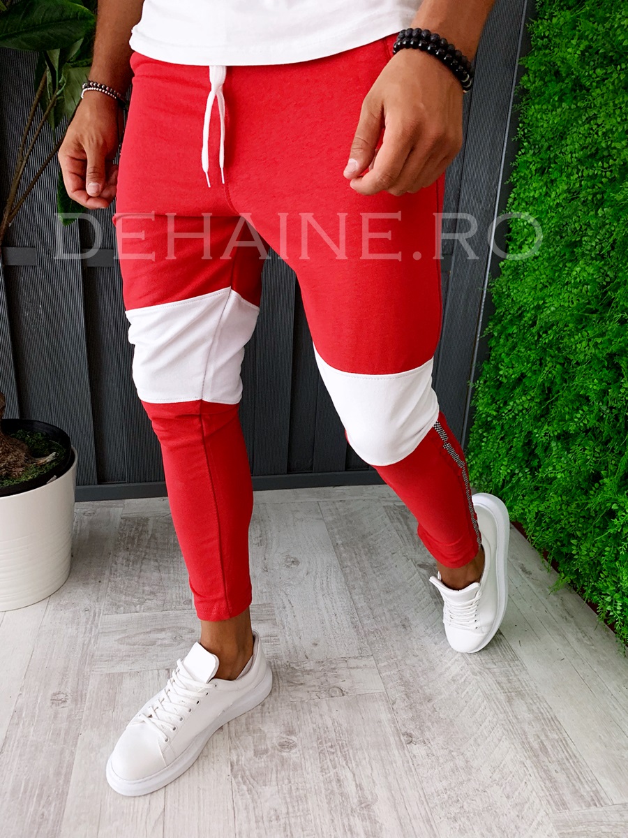 Pantaloni de trening conici rosii A6009 j4-2